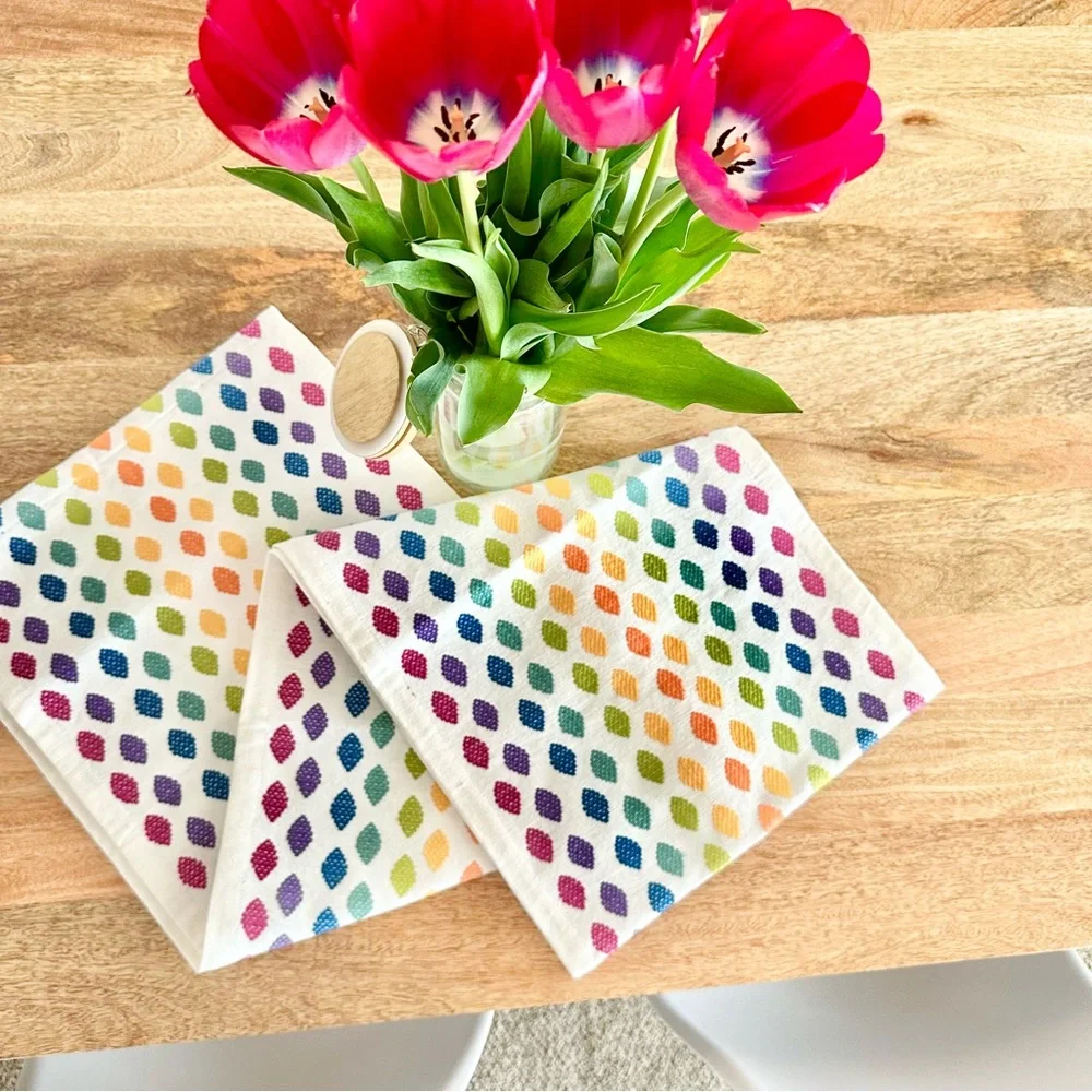 Crate&Barrel rainbow colorful Centerpiece on Multicolor Runner